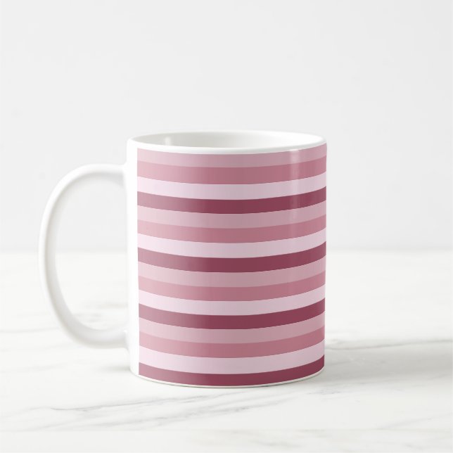 Caneca De Café Tons de Cor Rosa Listras Design  (Esquerda)
