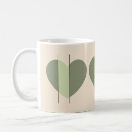 Caneca De Café Tons de Coração Verde