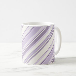 Caneca De Café Tons de Lavanda Suaves Listras de Marfim
