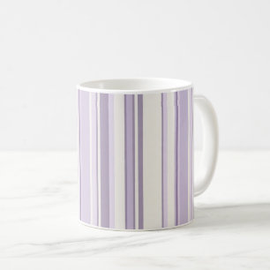 Caneca De Café Tons de Lavanda Suaves Listras de Marfim