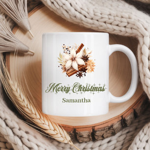 Caneca De Café Tons nórdicos neutros mínimos nome personalizado n