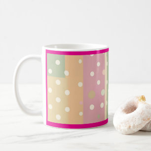 Caneca De Café Tons Pastéis de Listras e Bolinhas