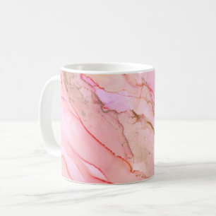 Caneca De Café Tons rosa em nuvens de tinta com Dourado
