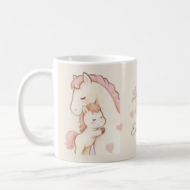 Caneca De Café Tons suaves e quentes, Pônei fofo te ama mais (Esquerda)