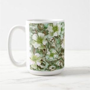 Caneca De Café Tons verdes, Padrão Floral