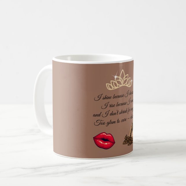 Caneca De Café Too Glam To Care – Chic Quote  (Frente Esquerda)