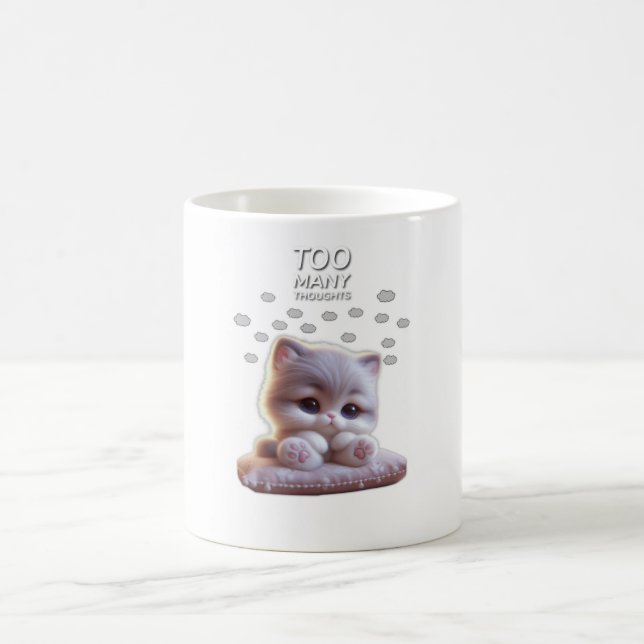 Caneca De Café Too Many Thoughts Cute Cat Mug – Sleepy Cat (Centro)