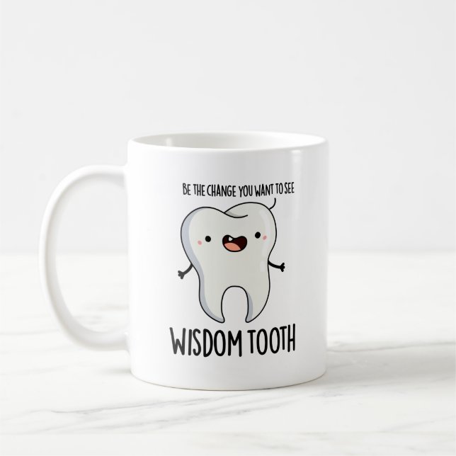 Caneca De Café Tooth Sensível, Engraçado Dental Sensível (Esquerda)