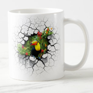 Caneca De Café Toque Colorido Olhando Através do Portal da Parede