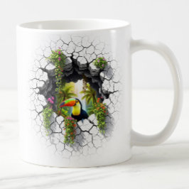 Caneca De Café Toque Colorido Olhando Através do Portal da Parede