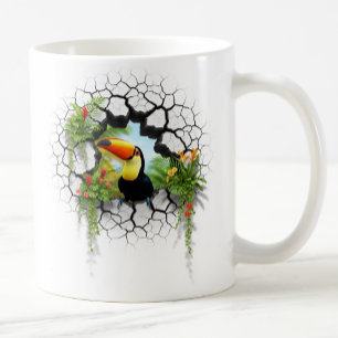 Caneca De Café Toque Colorido Olhando Através do Portal da Parede