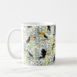 Caneca De Café Toques em folhas verdes e ramos, sem costura