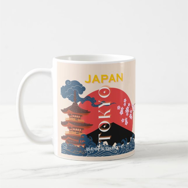 Caneca De Café Tóquio Japão Viagem Art, Retro-Viagem Art (Esquerda)