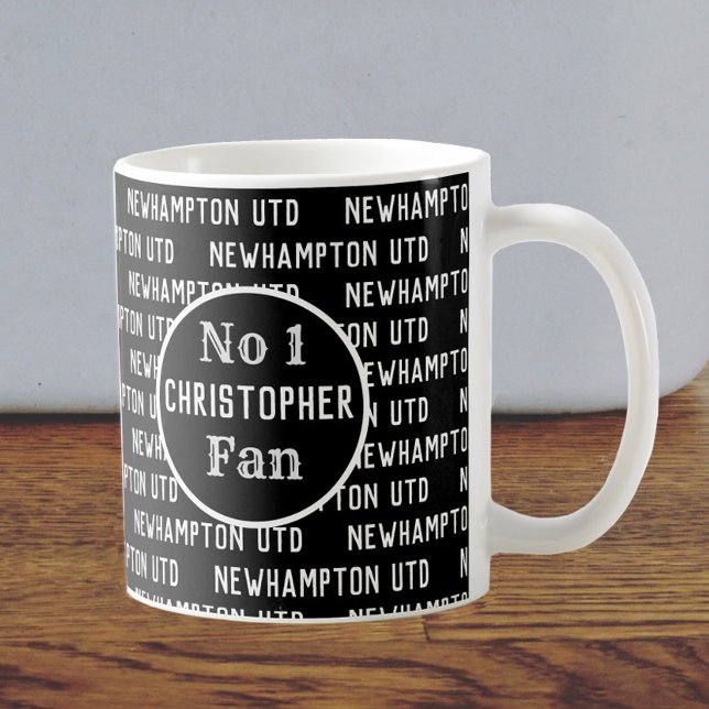 Caneca De Café Torcendor de Futebol Preto e Branco (Criador carregado)