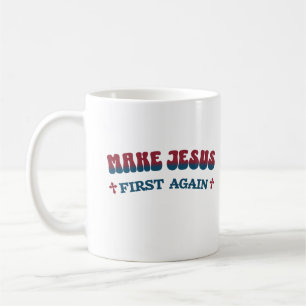 Caneca De Café Tornar Jesus Mais Uma Vez Cristão Fé Política