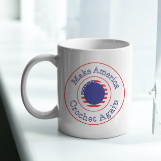 Caneca De Café Torne a América Crochet Blue Yarn Engraçado