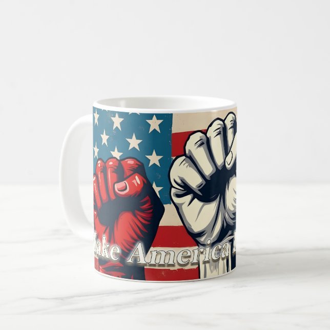 Caneca De Café Torne a América livre novamente Trabalho de arte (Frente Esquerda)