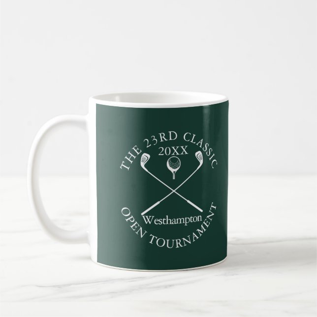 Caneca De Café Torneio de Golfe Clássico Esmeralda Verde (Esquerda)