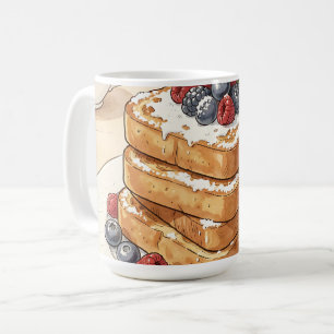 Caneca De Café Torrada Francesa com Morangos no Café da Manhã