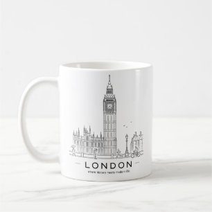 Caneca De Café Torre de Londres Ponte Arquitetônica Arte de Linha