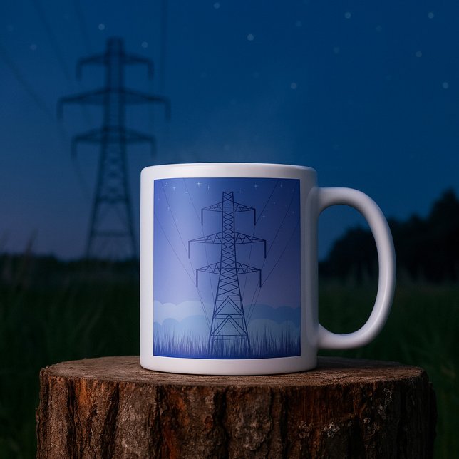 Caneca De Café Torre de transmissão de energia elétrica no céu no (Criador carregado)