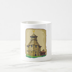 Caneca De Café Torre de Vigia de Madeira Medieval e Fortaleza