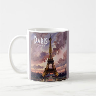 Caneca De Café Torre Eiffel de Paris ao Crepúsculo Aquarela com T