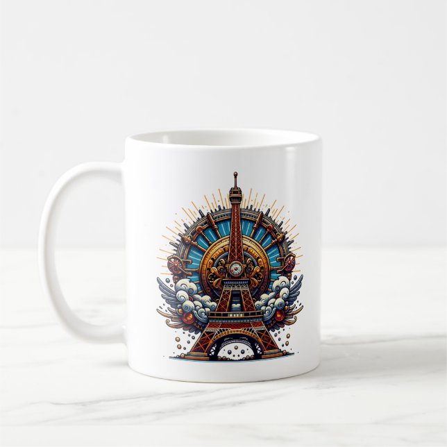 Caneca De Café Torre Eiffel Dia da Bastilha Steampunk (Esquerda)