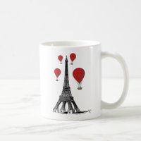 Torre Eiffel e Balões de Ar Quente Vermelho