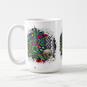 Caneca De Café Torre Eiffel Grafite Neon Urbano