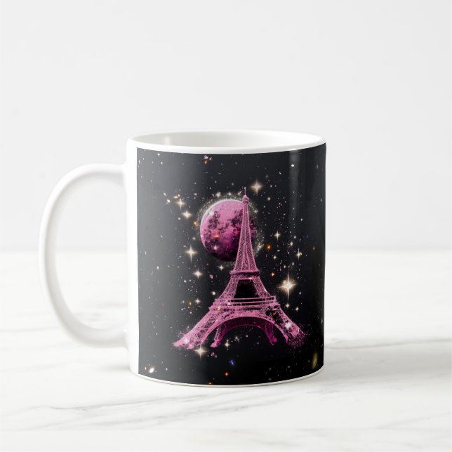 Caneca De Café Torre Eiffel Noite Lua           (Esquerda)