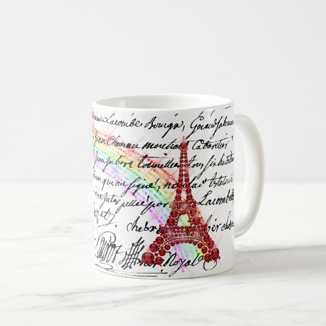 Caneca De Café Torre Eiffel Red Bling (Frente Esquerda)