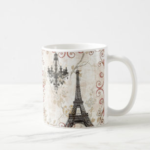 Caneca De Café Torre Eiffel romântica de Paris das folhas de