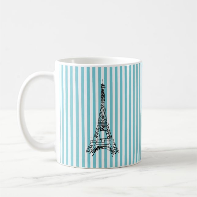 Caneca De Café Torre Eiffel Stripe Café Mug (Esquerda)