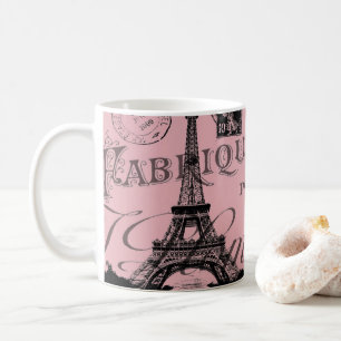 Caneca De Café torre iffel romântica-rosa-vintage paris