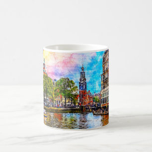 Caneca De Café Torre Munttoren. Amsterdã. Países Baixos.