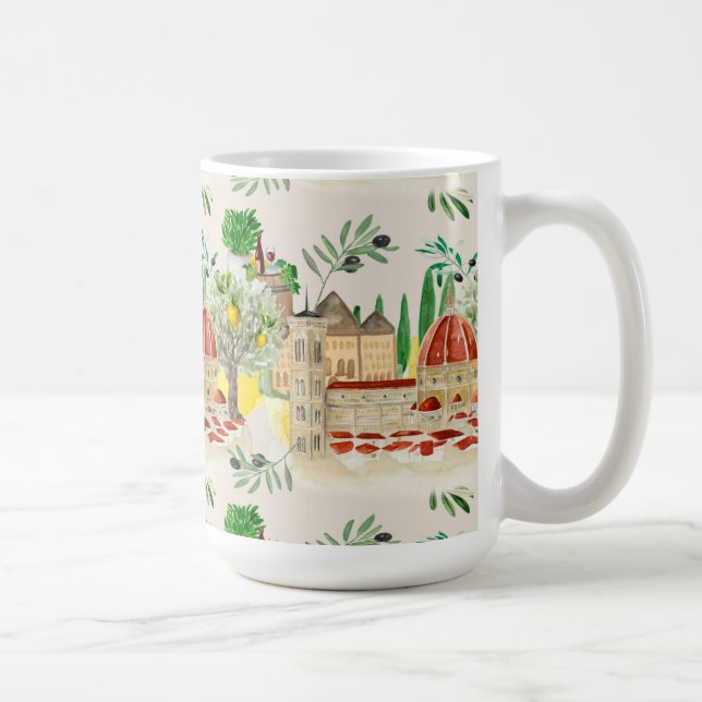 Caneca De Café Toscana,Toscana,Itália,azeitonas,limões, citrinos  (Direita)