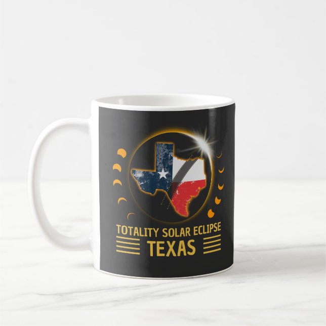 Caneca De Café Total Solar Eclipse Texas American 2024 (Esquerda)