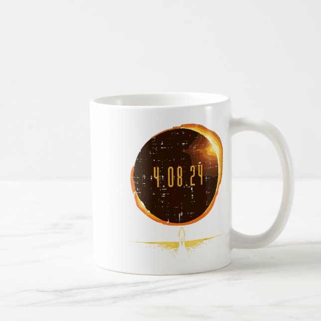 Caneca De Café Total Sun Eclipse Solar 2024 Totalidade Abril 8 Ho (Direita)