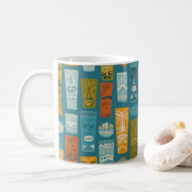 Caneca De Café Totens Tiki Retro (Com Donut)