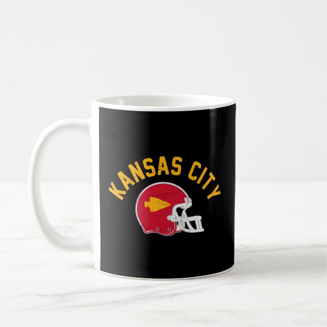 Caneca De Café Touchdown Do Capacete De Futebol Do Kansas City (Esquerda)