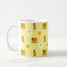Caneca De Café Toucinho, ovos, waffles e suco de laranja