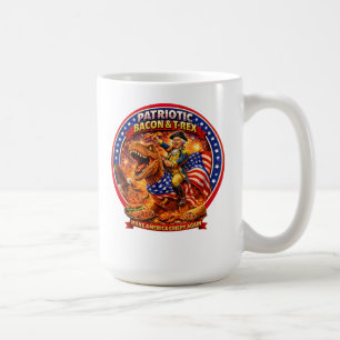 Caneca De Café Toucinho Patriótico & T-Rex Tornam a América Croca