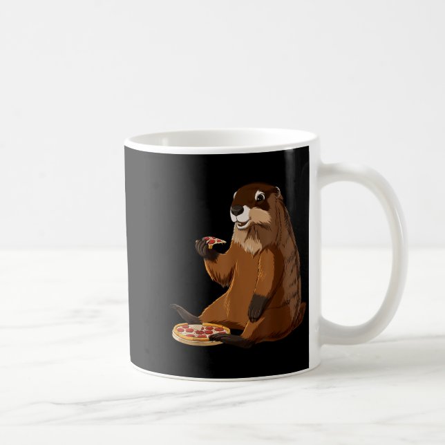 Caneca De Café Toupeira Amante de Pizza Divertida (Direita)