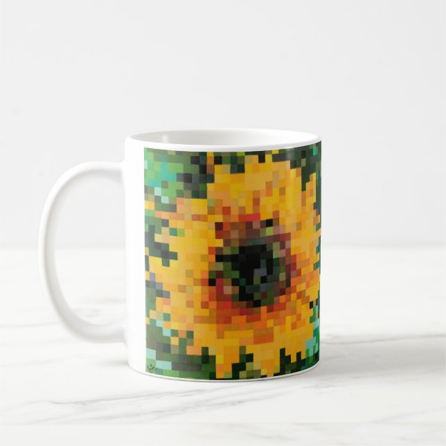 Caneca De Café Tournesol Pixel Art Floral Lumineux (Esquerda)