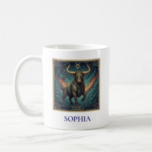 Caneca De Café Touro Azul Zodíaco Celestial