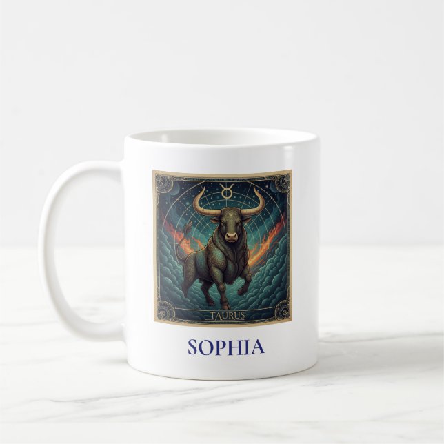 Caneca De Café Touro Azul Zodíaco Celestial (Esquerda)