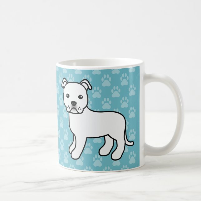 Caneca De Café Touro Bull Terrier Branco Cartoon (Direita)