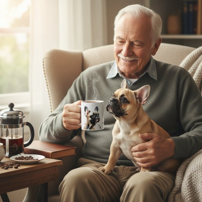 Caneca De Café Touro de Bulldog Francês em Aquarela Personalizado (Criador carregado)