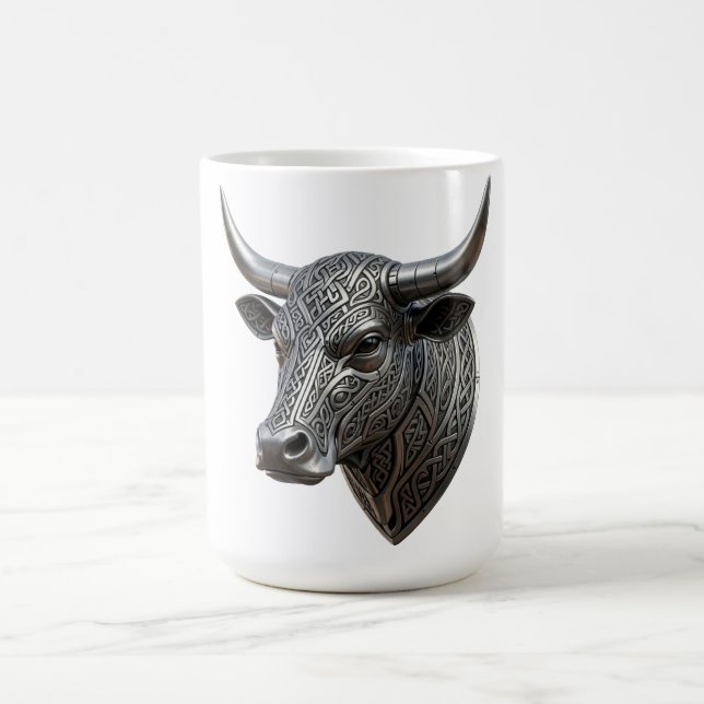 Caneca De Café Touro de Prata Céltico Cabeça de Viking Céltico (Centro)